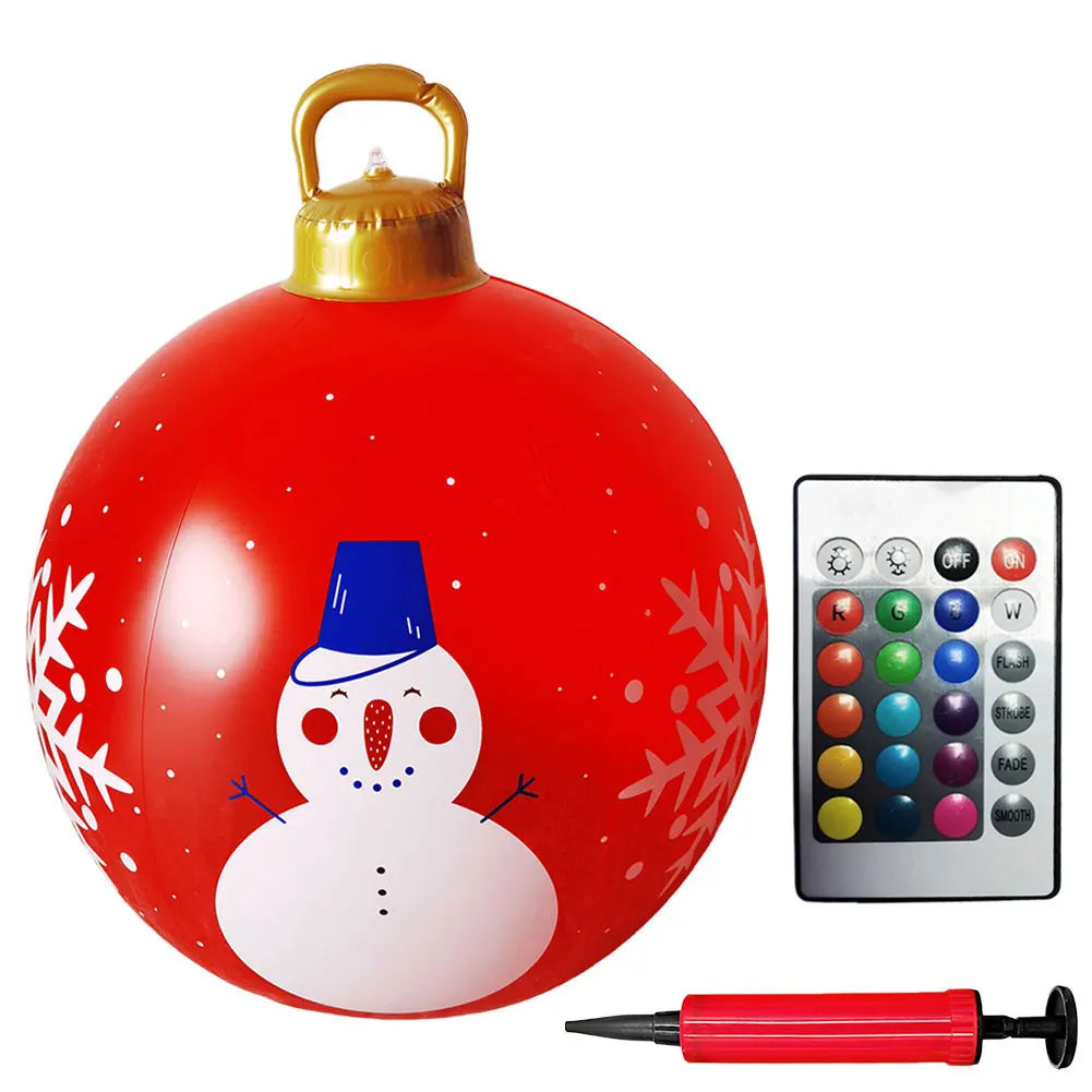 24 Inch Inflatable Christmas Balls New Years Christmas Ornaments with Lights PVC Giant Inflatable Christmas Balls Holiday Decor
