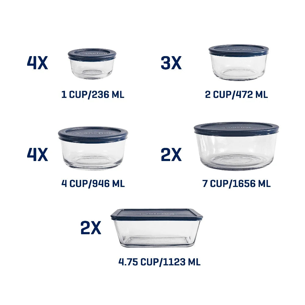 30 Piece Glass Food Storage Set