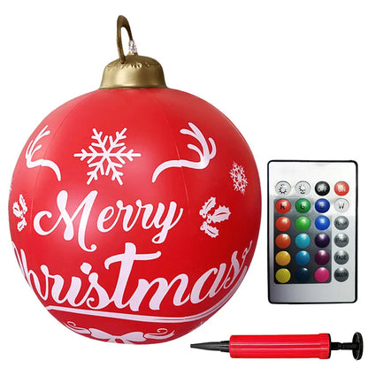 24 Inch Inflatable Christmas Balls New Years Christmas Ornaments with Lights PVC Giant Inflatable Christmas Balls Holiday Decor