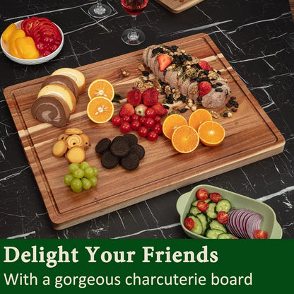 XL Thick Wood Chopping Board Side Handles