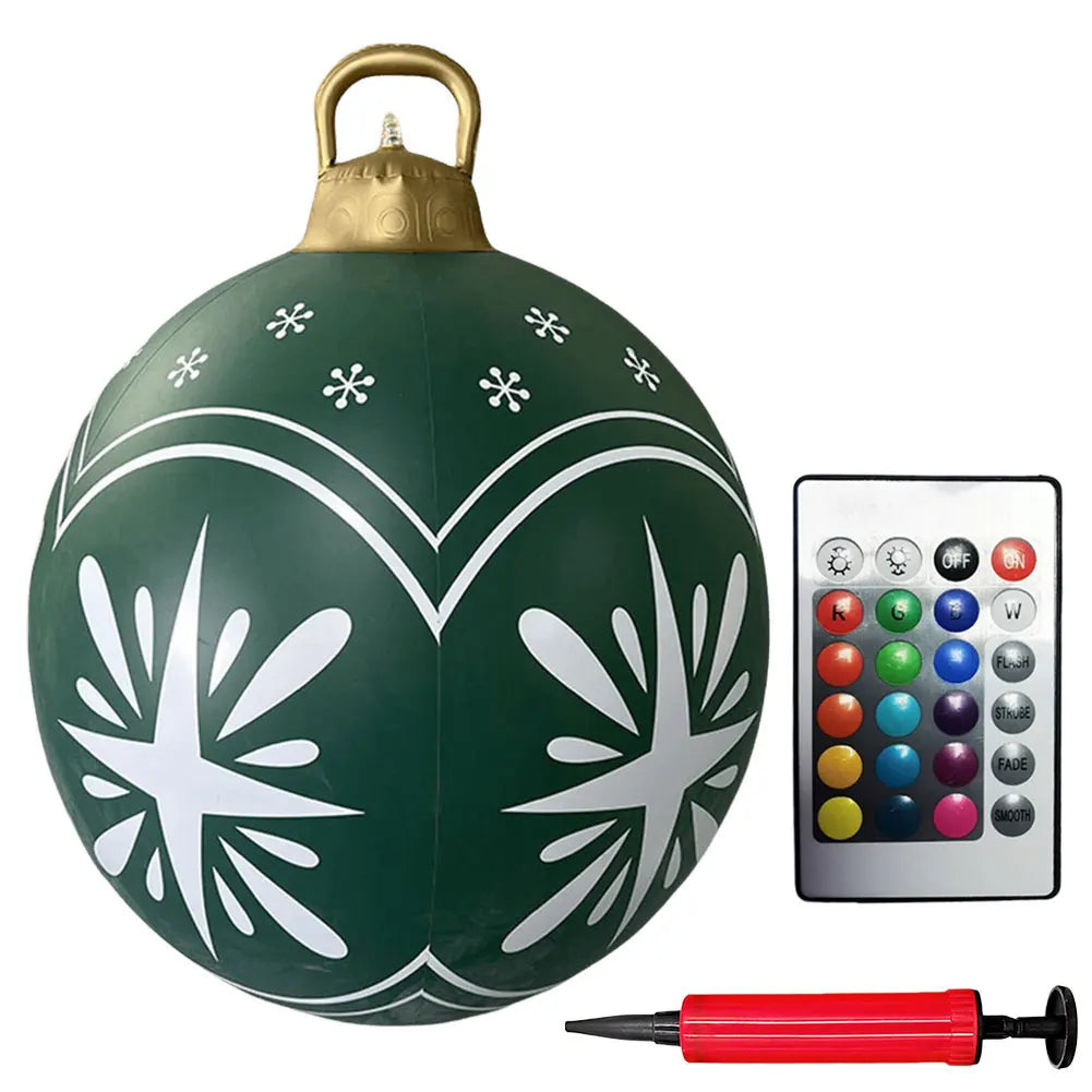 24 Inch Inflatable Christmas Balls New Years Christmas Ornaments with Lights PVC Giant Inflatable Christmas Balls Holiday Decor