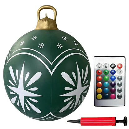 24 Inch Inflatable Christmas Balls New Years Christmas Ornaments with Lights PVC Giant Inflatable Christmas Balls Holiday Decor