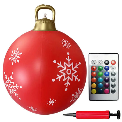 24 Inch Inflatable Christmas Balls New Years Christmas Ornaments with Lights PVC Giant Inflatable Christmas Balls Holiday Decor