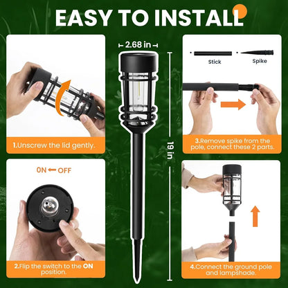 4 Sets Outdoor Solar Street Lights, Waterproof Solar Landscape Lights for Yard, Path, Landscape and Sidewalk (Warm White).