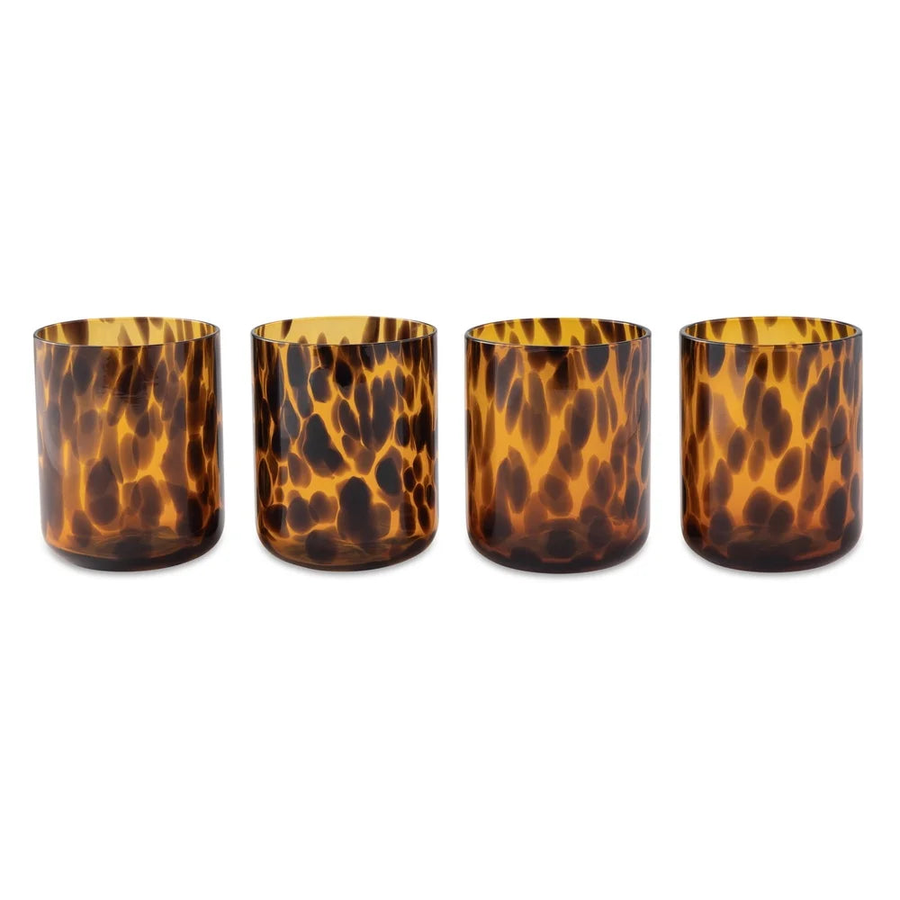 Four 12oz Tortoise Shell Drinking Glasses