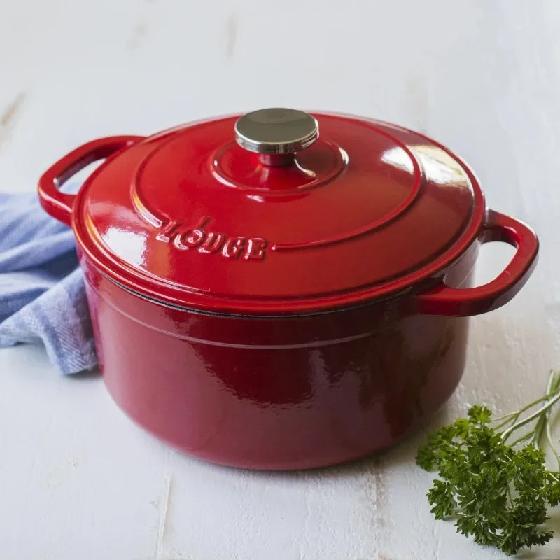 Lodge Cast Iron 5.5qt Red Dutch Oven