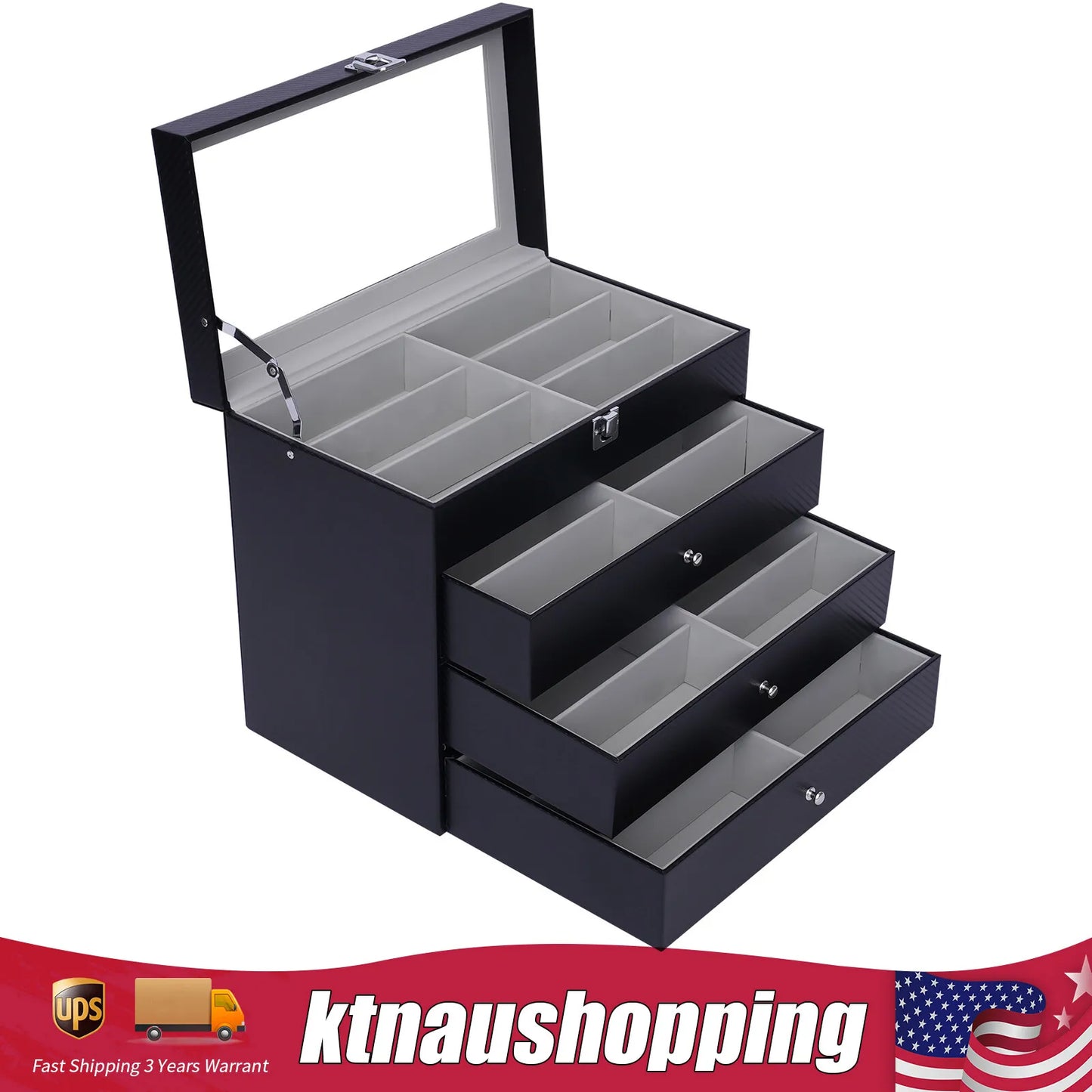 24-Slots Glass Organizer Storage Box Display Holder
