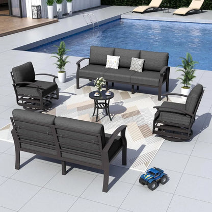 Aluminum Patio Furniture Set with 2 Swivel Chairs