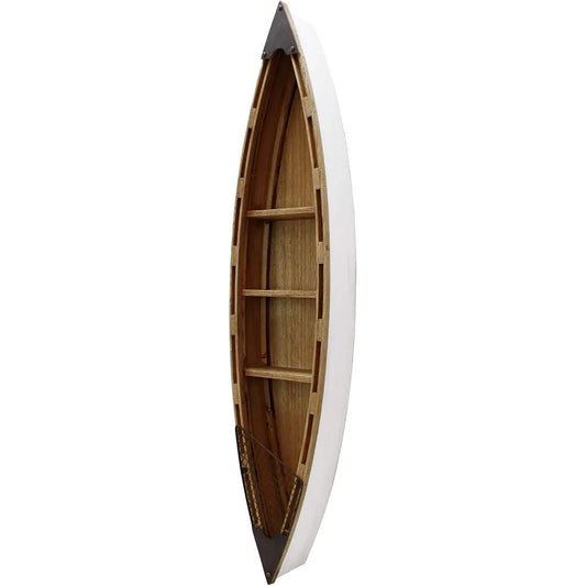 47" H Wood Boat Beach Wall Decor Display Shelf, 3 Tiers Hanging Boat Shelf Ocean Coastal Home Decor, Boat Shaped Storage Shelf D