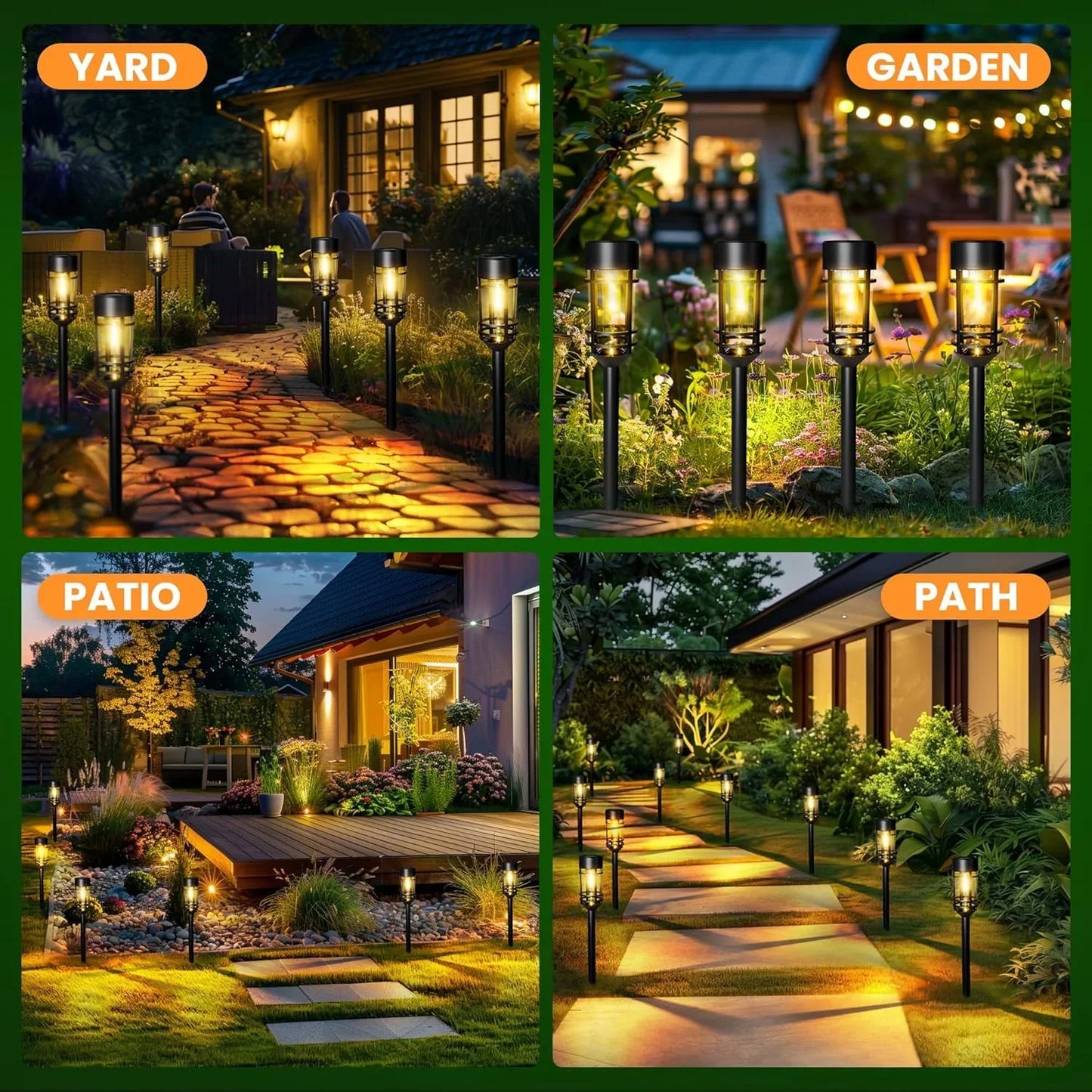 4 Sets Outdoor Solar Street Lights, Waterproof Solar Landscape Lights for Yard, Path, Landscape and Sidewalk (Warm White).