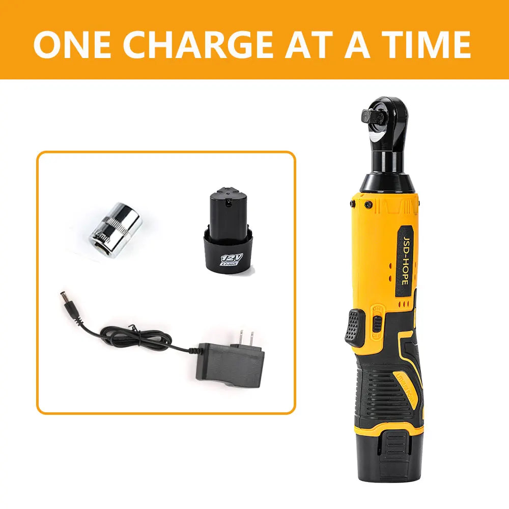 Electric ratchet wrench truss, rechargeable 90 degree right Angle, angular wrench fast stage truss