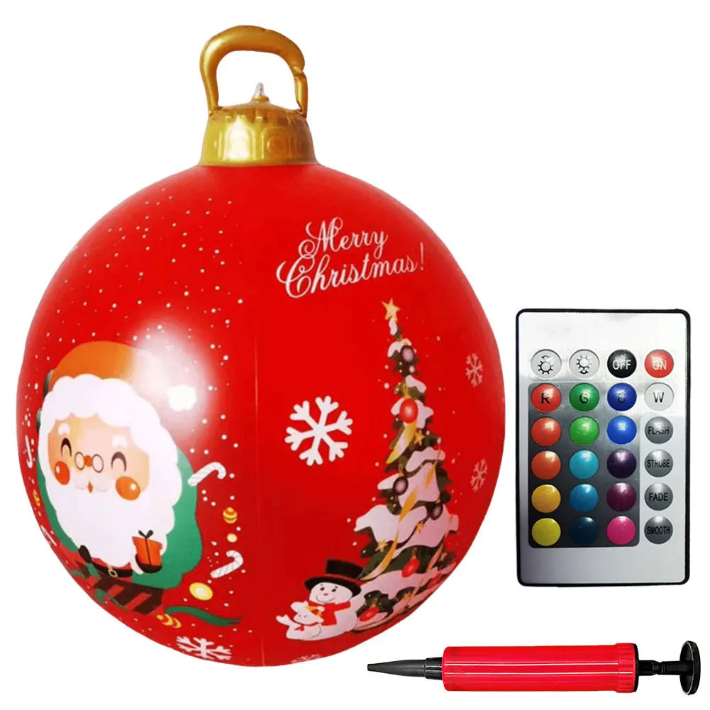 24 Inch Inflatable Christmas Balls New Years Christmas Ornaments with Lights PVC Giant Inflatable Christmas Balls Holiday Decor