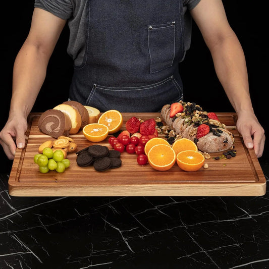 XL Thick Wood Chopping Board Side Handles