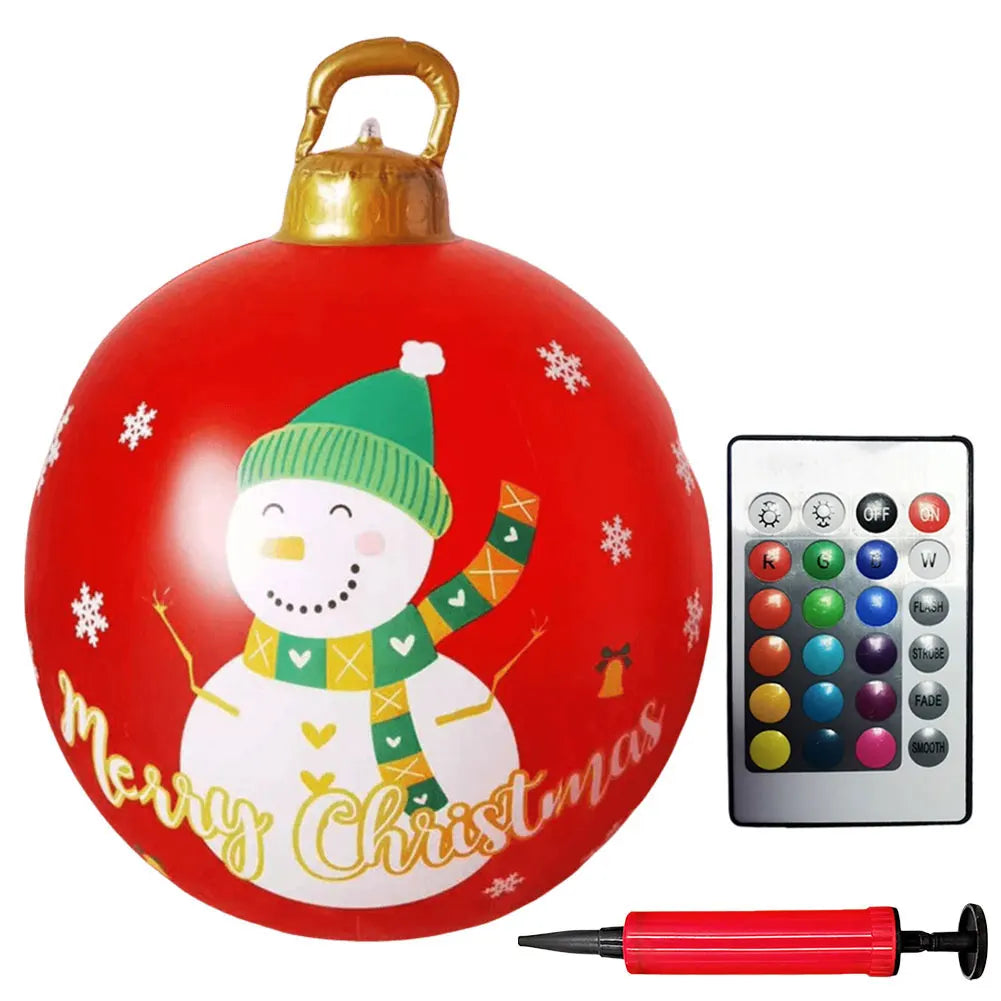 24 Inch Inflatable Christmas Balls New Years Christmas Ornaments with Lights PVC Giant Inflatable Christmas Balls Holiday Decor