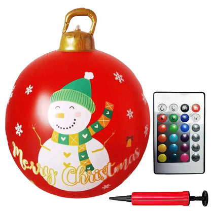 24 Inch Inflatable Christmas Balls New Years Christmas Ornaments with Lights PVC Giant Inflatable Christmas Balls Holiday Decor