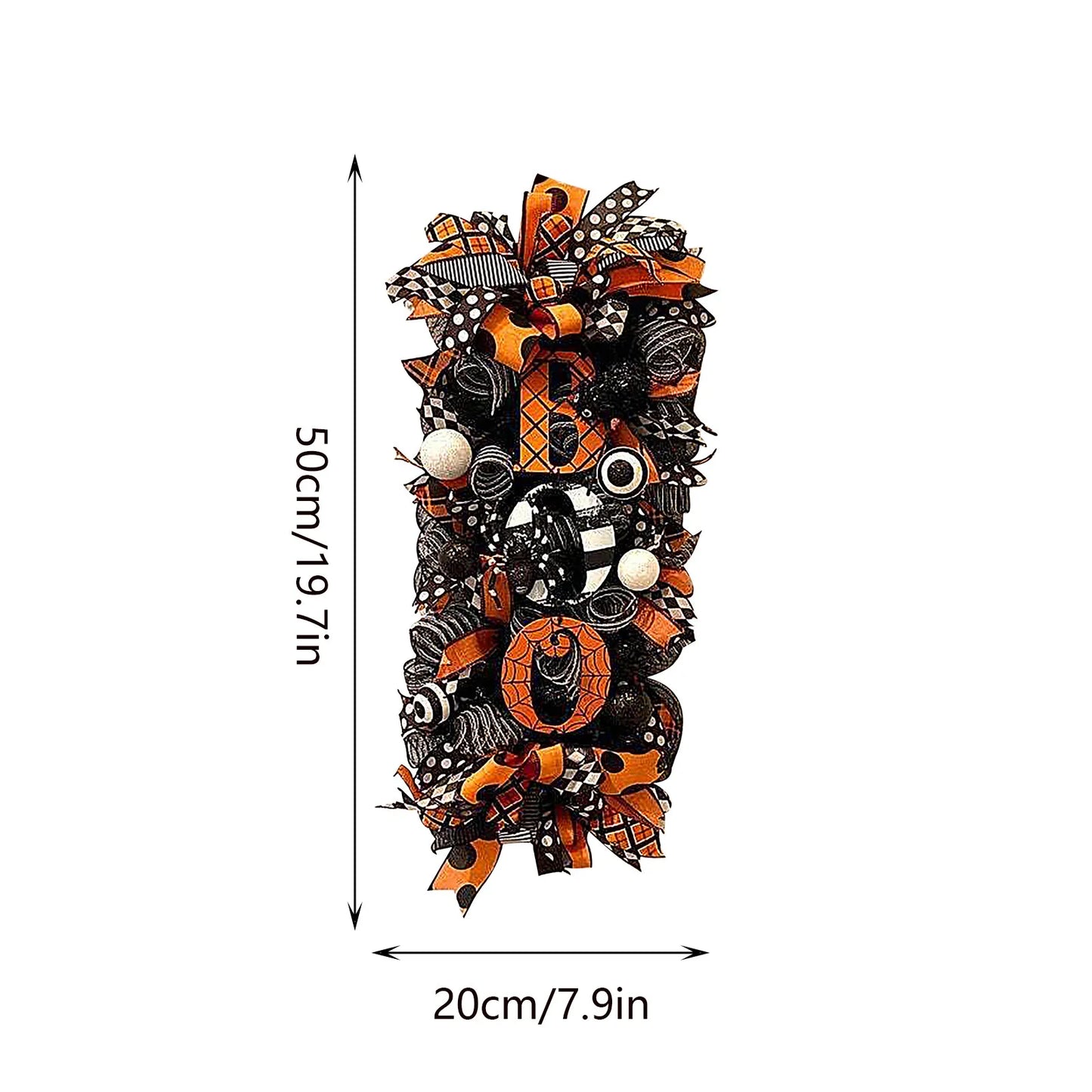 Halloween Wreath Garland Door Hanging Decoration  BOO Doorplate Pumpkin Pendant Home Party Supplies for Porch Yard