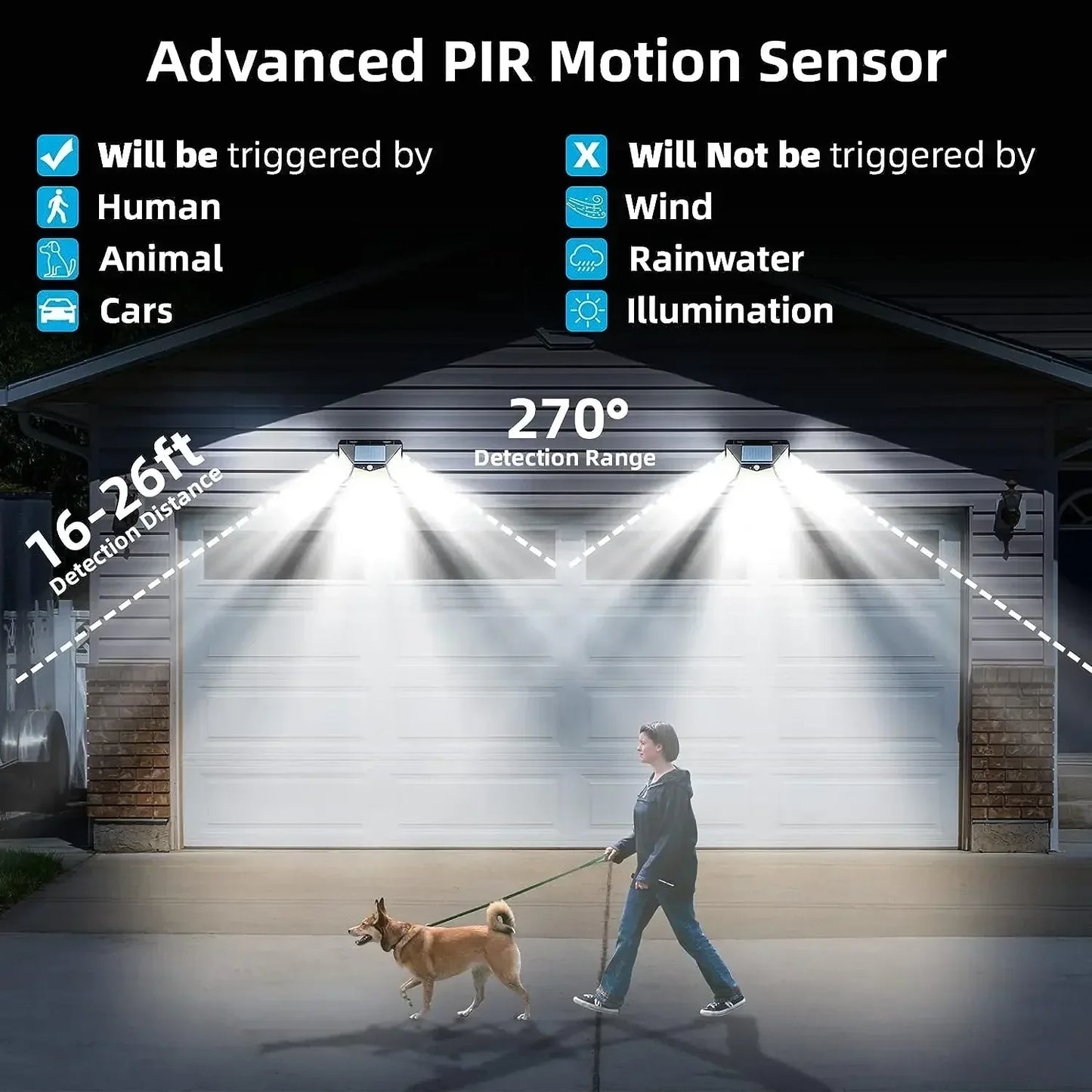 IP65 Waterproof 6 Pieces Solar Outdoor Lights, 3 Lighting Modes, 118 LED Motion Sensor Security Lights for Garden, Patio, Garage