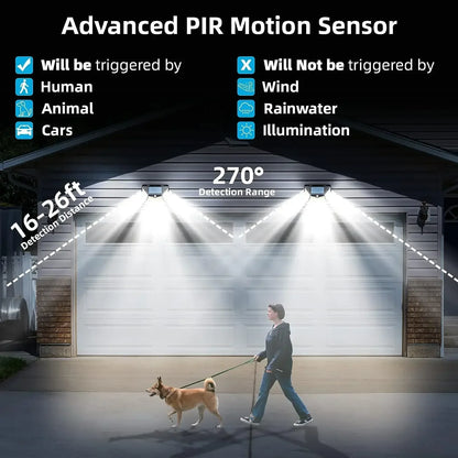 IP65 Waterproof 6 Pieces Solar Outdoor Lights, 3 Lighting Modes, 118 LED Motion Sensor Security Lights for Garden, Patio, Garage