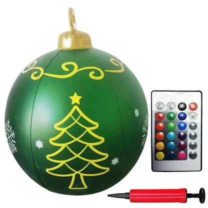 24 Inch Inflatable Christmas Balls New Years Christmas Ornaments with Lights PVC Giant Inflatable Christmas Balls Holiday Decor