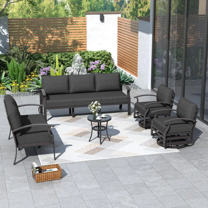 Aluminum Patio Furniture Set with 2 Swivel Chairs