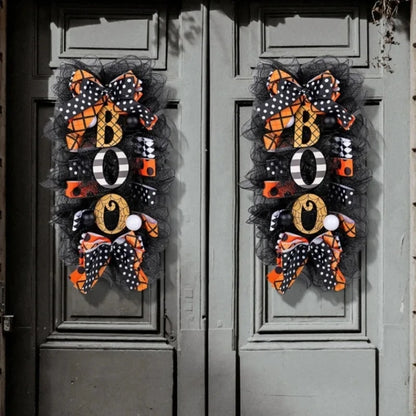 Halloween Wreath Garland Door Hanging Decoration  BOO Doorplate Pumpkin Pendant Home Party Supplies for Porch Yard