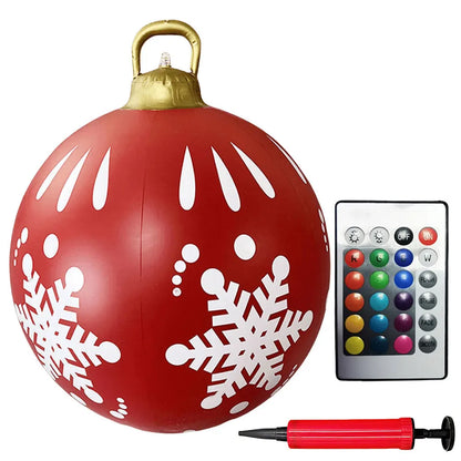 24 Inch Inflatable Christmas Balls New Years Christmas Ornaments with Lights PVC Giant Inflatable Christmas Balls Holiday Decor