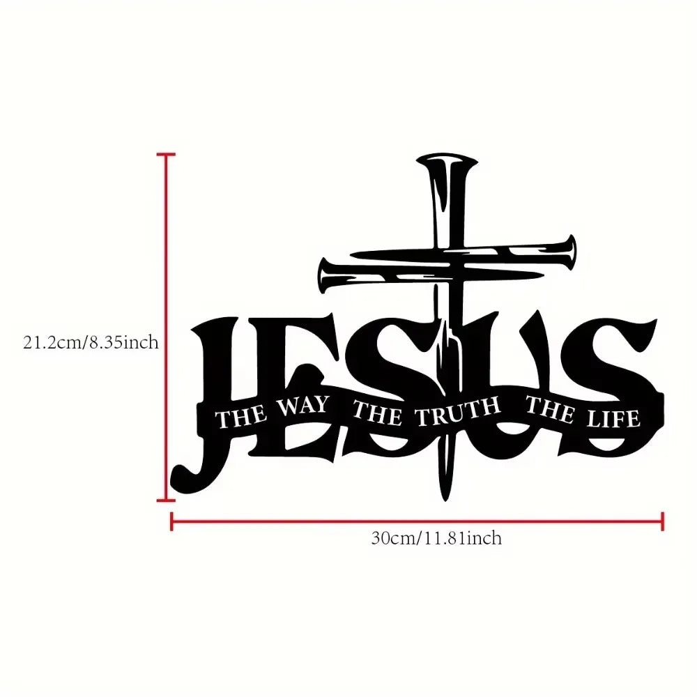 Jesus Cross Metal Wall Sculpture – "The Way, The Truth, The Life" Sign – Christian Decor – Halloween, Christmas Gift