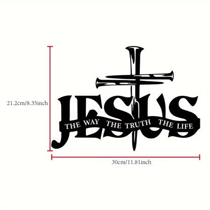Jesus Cross Metal Wall Sculpture – "The Way, The Truth, The Life" Sign – Christian Decor – Halloween, Christmas Gift