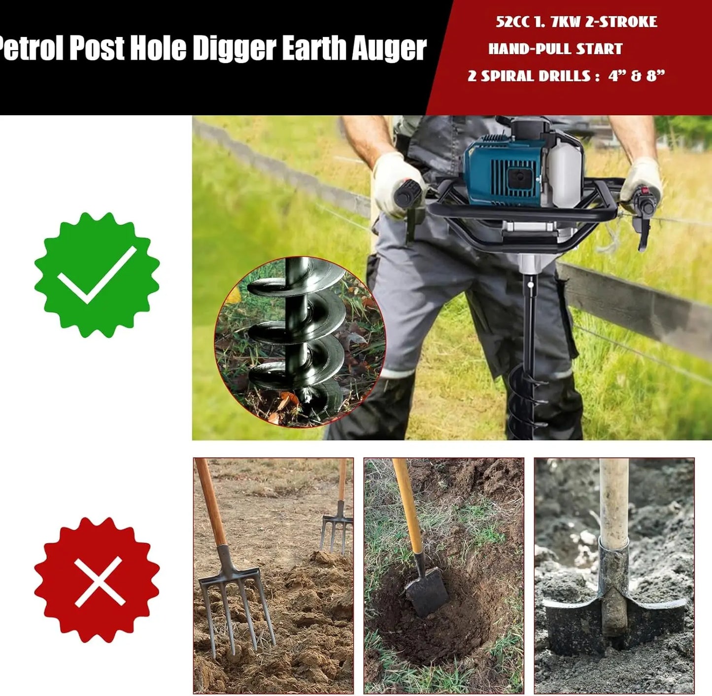 2.3HP Gas Powered Auger Post Hole Digger
