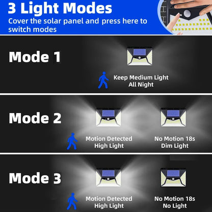 IP65 Waterproof 6 Pieces Solar Outdoor Lights, 3 Lighting Modes, 118 LED Motion Sensor Security Lights for Garden, Patio, Garage