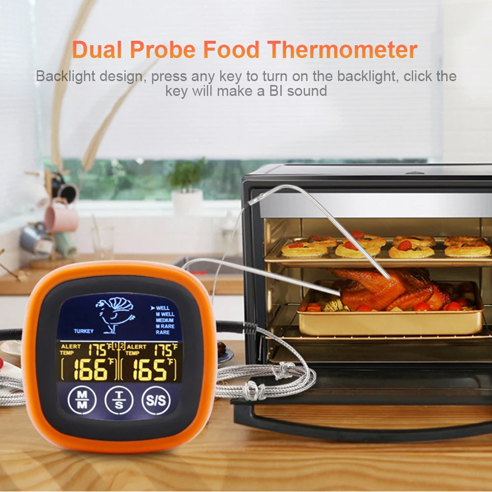 2 Probe Digital Meat Thermometer for Grilling