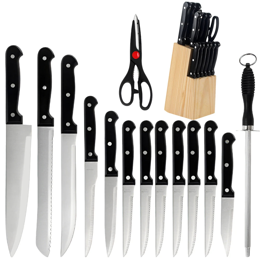 15pcs Kitchen Knife Set with Wooden Holder