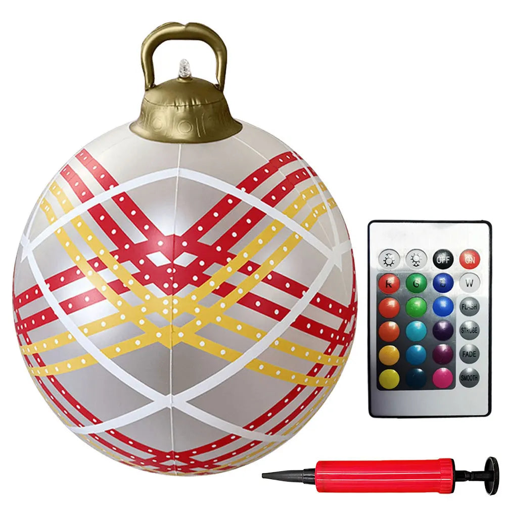 24 Inch Inflatable Christmas Balls New Years Christmas Ornaments with Lights PVC Giant Inflatable Christmas Balls Holiday Decor