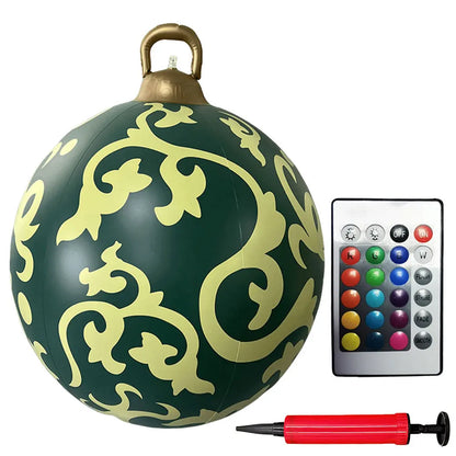 24 Inch Inflatable Christmas Balls New Years Christmas Ornaments with Lights PVC Giant Inflatable Christmas Balls Holiday Decor