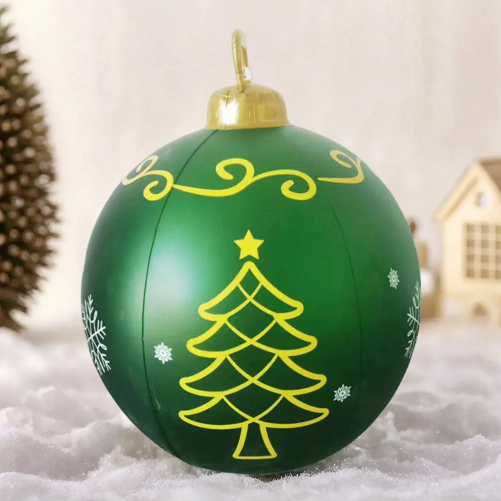 24 Inch Inflatable Christmas Balls New Years Christmas Ornaments with Lights PVC Giant Inflatable Christmas Balls Holiday Decor