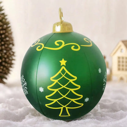 24 Inch Inflatable Christmas Balls New Years Christmas Ornaments with Lights PVC Giant Inflatable Christmas Balls Holiday Decor
